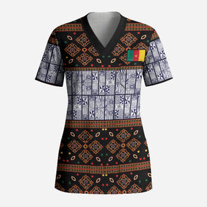 Cameroon Toghu Scrub Top Flag Coat Of Arms - Traditional Bamenda Art