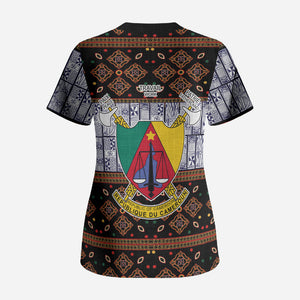 Cameroon Toghu Scrub Top Flag Coat Of Arms - Traditional Bamenda Art