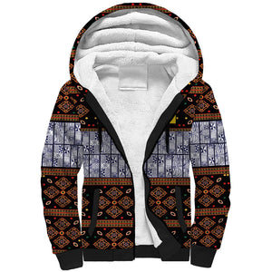 Cameroon Toghu Sherpa Hoodie Flag Coat Of Arms - Traditional Bamenda Art