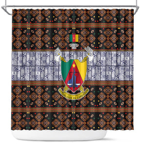 Cameroon Toghu Shower Curtain Flag Coat Of Arms - Traditional Bamenda Art