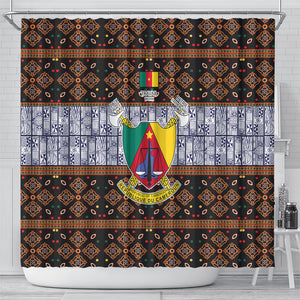 Cameroon Toghu Shower Curtain Flag Coat Of Arms - Traditional Bamenda Art