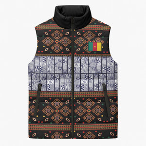 Cameroon Toghu Sleeveless Puffer Jacket Flag Coat Of Arms - Traditional Bamenda Art