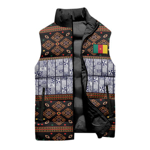 Cameroon Toghu Sleeveless Puffer Jacket Flag Coat Of Arms - Traditional Bamenda Art