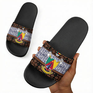 Cameroon Toghu Slide Sandals Flag Coat Of Arms - Traditional Bamenda Art