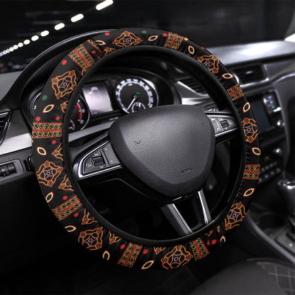 Cameroon Toghu Steering Wheel Cover Flag Coat Of Arms - Traditional Bamenda Art
