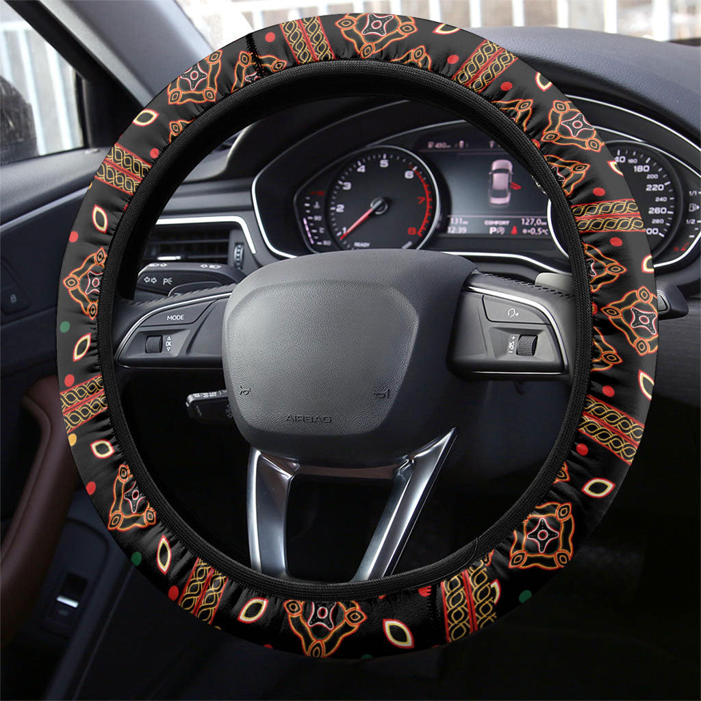 Cameroon Toghu Steering Wheel Cover Flag Coat Of Arms - Traditional Bamenda Art