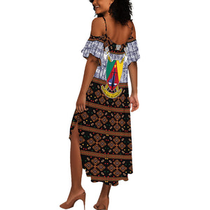 Cameroon Toghu Summer Maxi Dress Flag Coat Of Arms - Traditional Bamenda Art