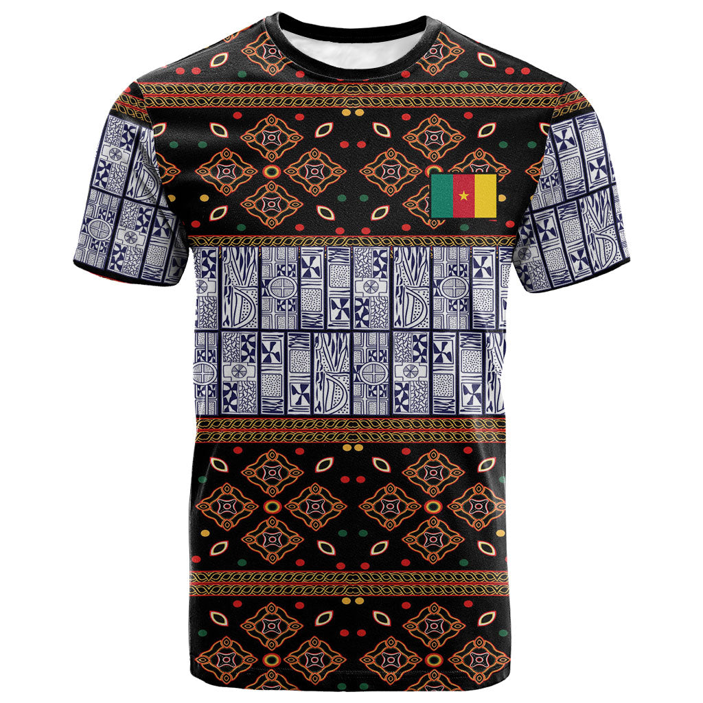 Cameroon Toghu T shirt Flag Coat Of Arms - Traditional Bamenda Art