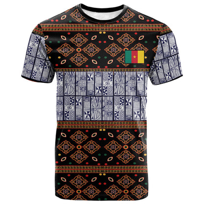 Cameroon Toghu T shirt Flag Coat Of Arms - Traditional Bamenda Art