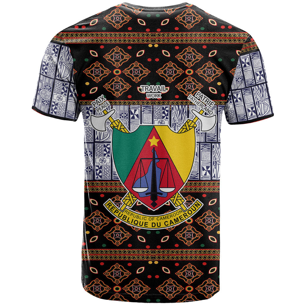 Cameroon Toghu T shirt Flag Coat Of Arms - Traditional Bamenda Art