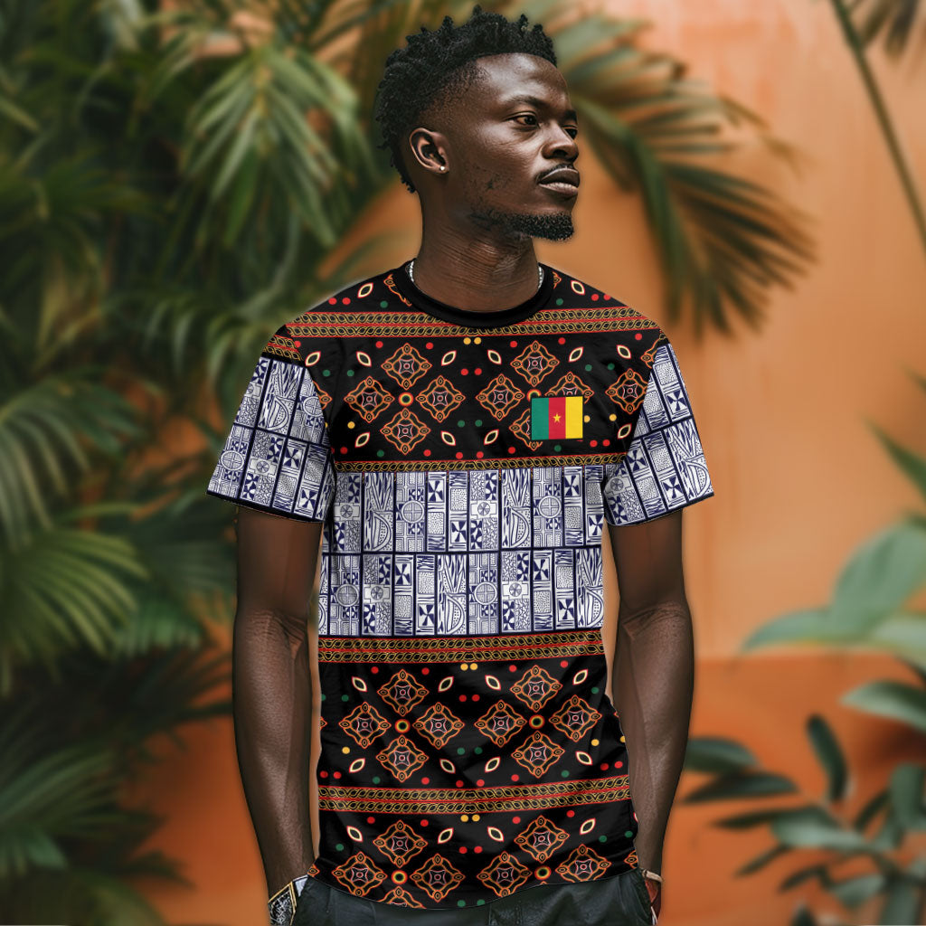 Cameroon Toghu T shirt Flag Coat Of Arms - Traditional Bamenda Art