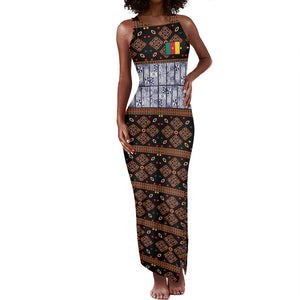 Cameroon Toghu Tank Maxi Dress Flag Coat Of Arms - Traditional Bamenda Art