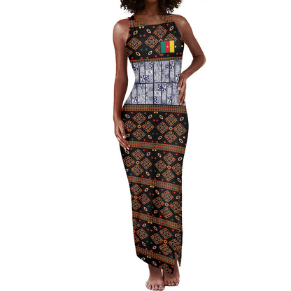 Cameroon Toghu Tank Maxi Dress Flag Coat Of Arms - Traditional Bamenda Art