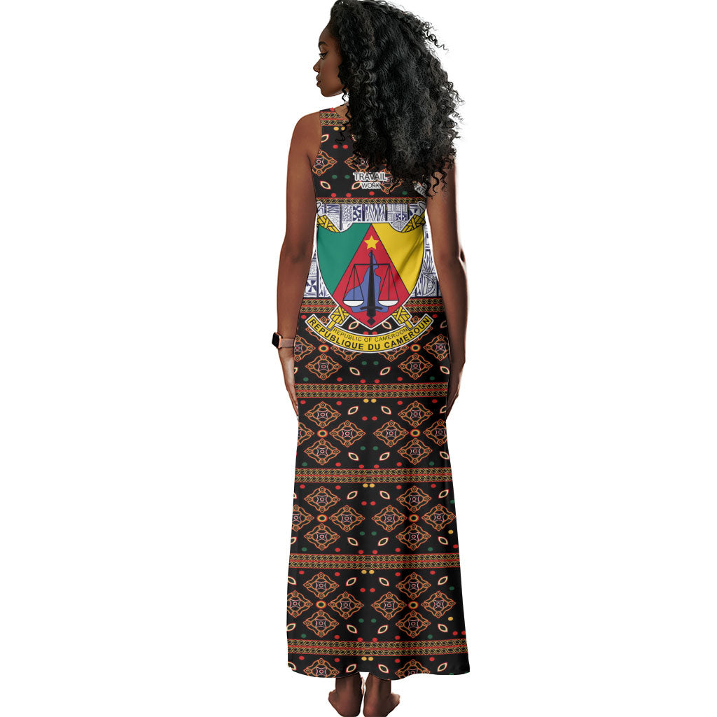 Cameroon Toghu Tank Maxi Dress Flag Coat Of Arms - Traditional Bamenda Art