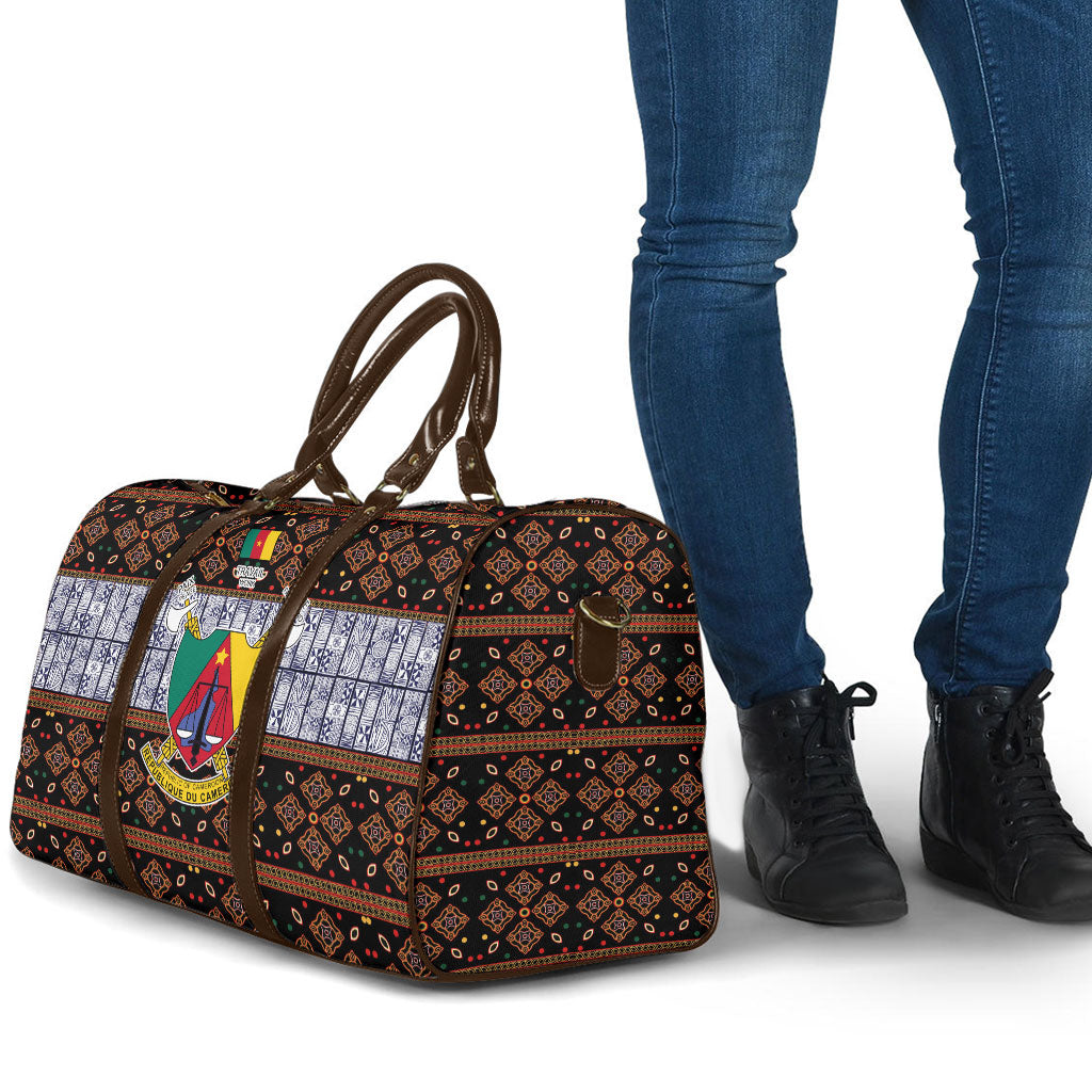 Cameroon Toghu Travel Bag Flag Coat Of Arms - Traditional Bamenda Art