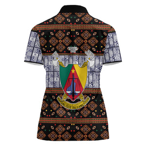 Cameroon Toghu Women Polo Shirt Flag Coat Of Arms - Traditional Bamenda Art