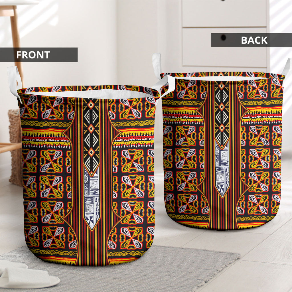 Cameroon Toghu Laundry Basket Vibrant Bamenda Tribal - Authentic African Folk Art