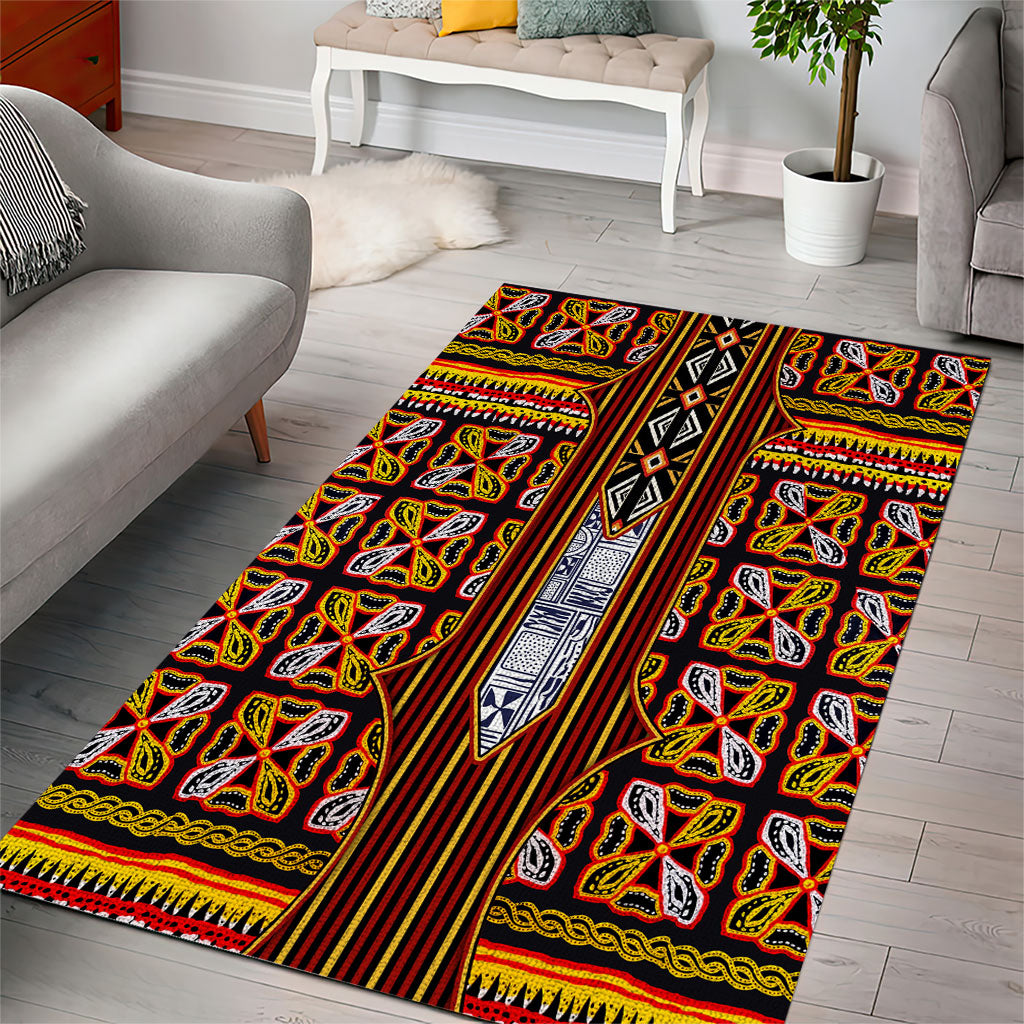 Cameroon Toghu Area Rug Vibrant Bamenda Tribal - Authentic African Folk Art