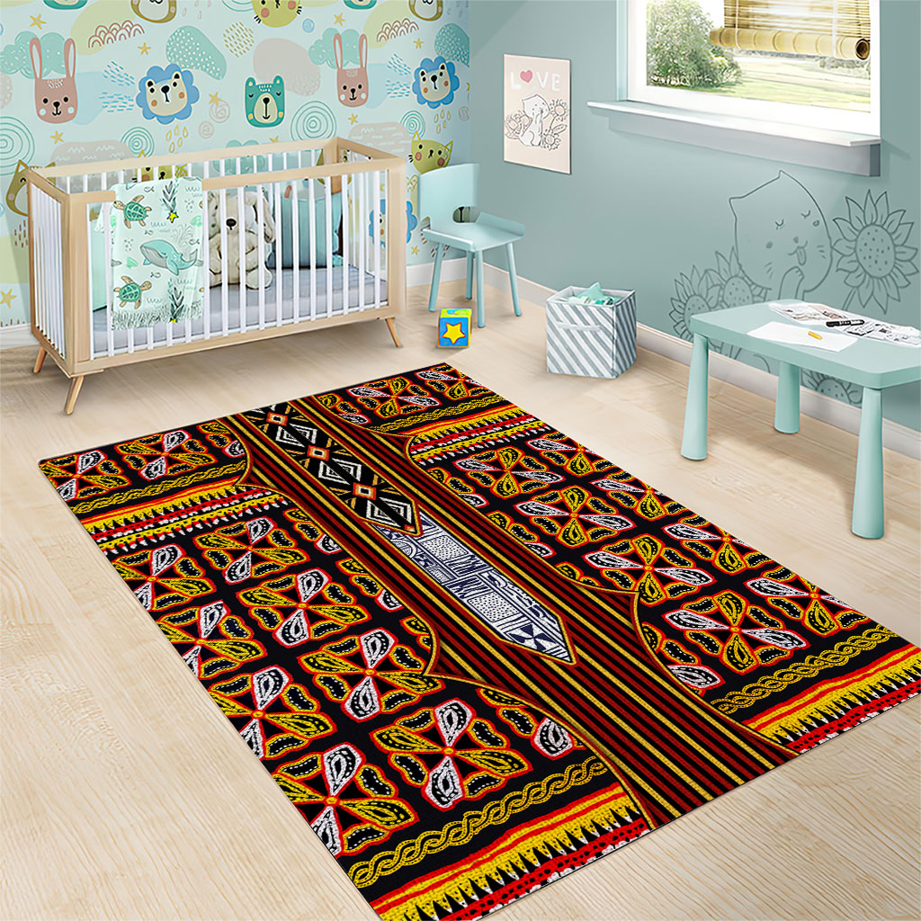 Cameroon Toghu Area Rug Vibrant Bamenda Tribal - Authentic African Folk Art