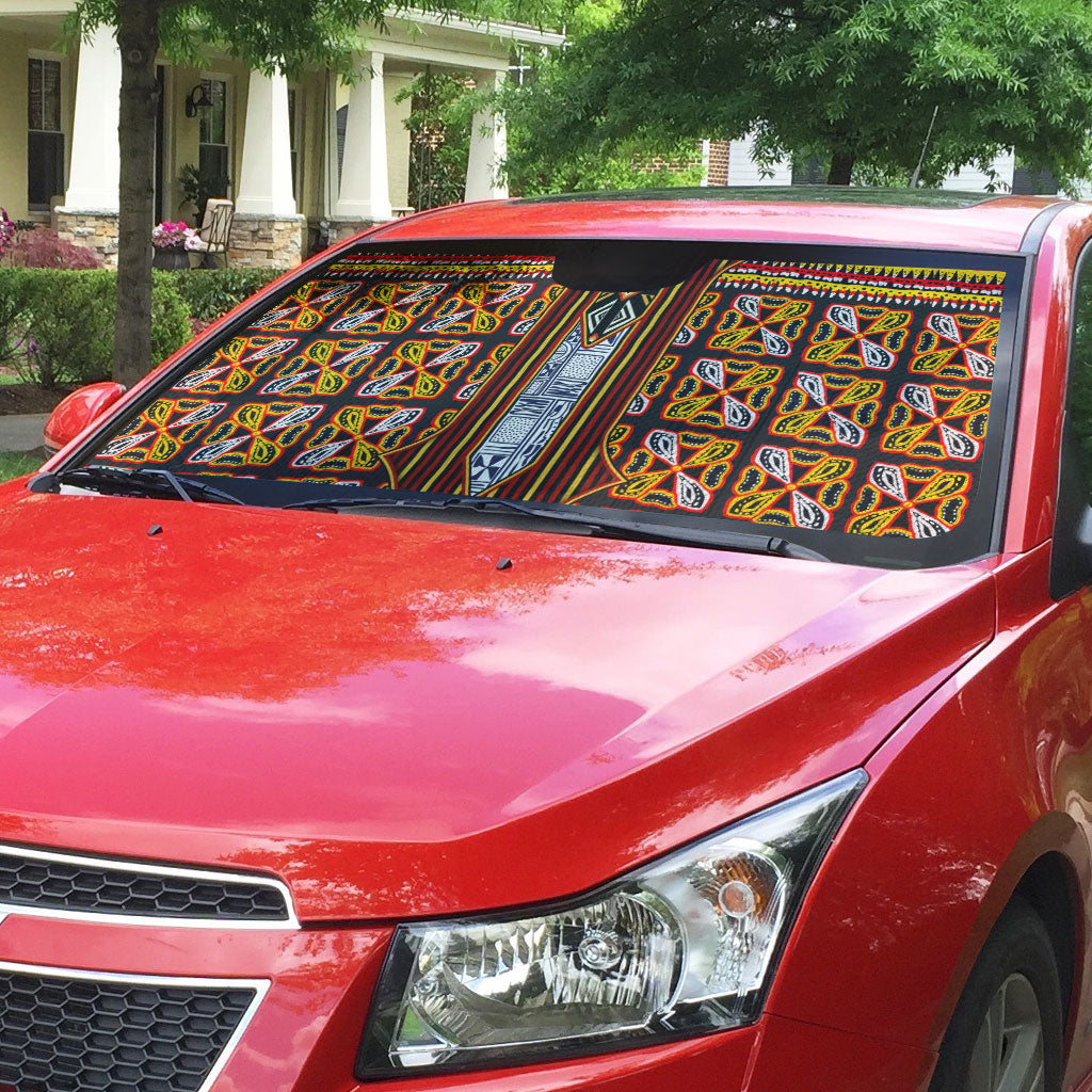 Cameroon Toghu Auto Sun Shade Vibrant Bamenda Tribal - Authentic African Folk Art
