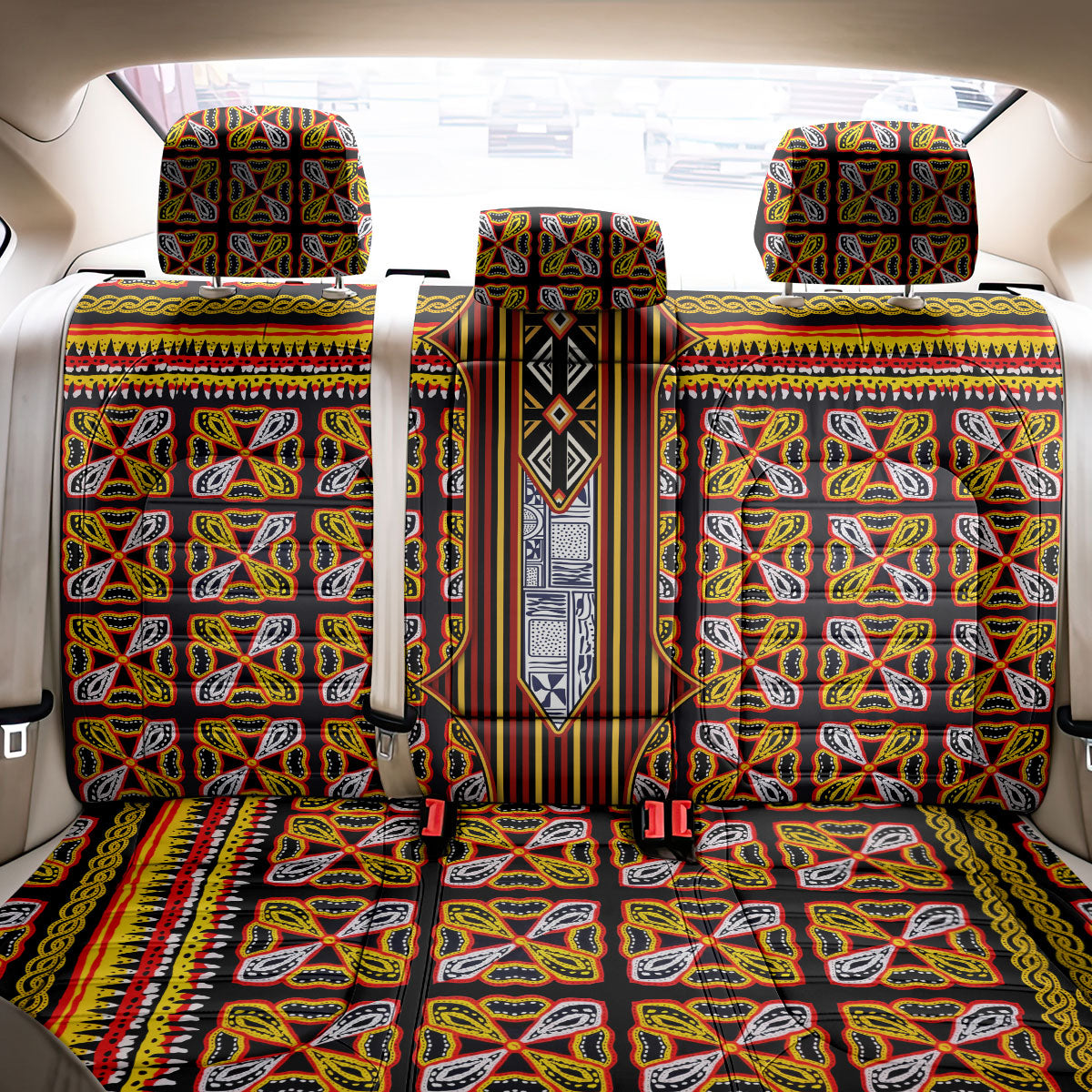 Cameroon Toghu Back Car Seat Cover Vibrant Bamenda Tribal - Authentic African Folk Art