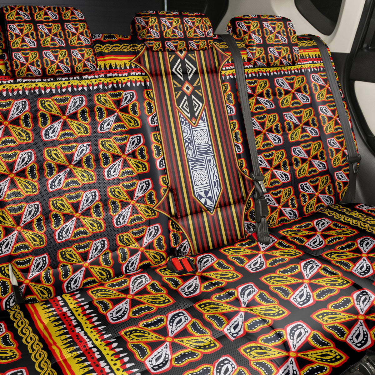 Cameroon Toghu Back Car Seat Cover Vibrant Bamenda Tribal - Authentic African Folk Art