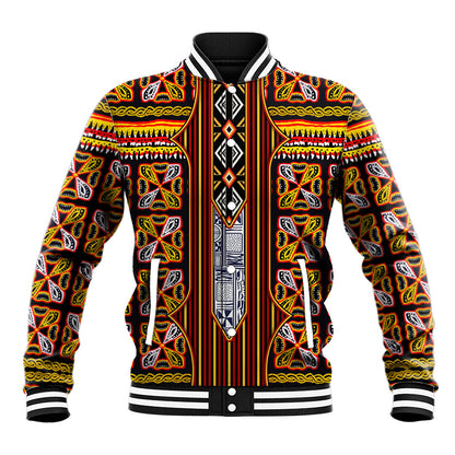 Cameroon Toghu Baseball Jacket Vibrant Bamenda Tribal - Authentic African Folk Art