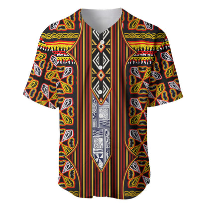 Cameroon Toghu Baseball Jersey Vibrant Bamenda Tribal - Authentic African Folk Art