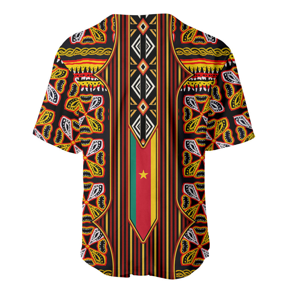 Cameroon Toghu Baseball Jersey Vibrant Bamenda Tribal - Authentic African Folk Art