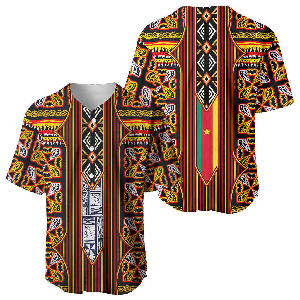 Cameroon Toghu Baseball Jersey Vibrant Bamenda Tribal - Authentic African Folk Art
