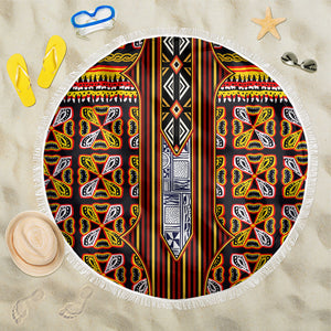 Cameroon Toghu Beach Blanket Vibrant Bamenda Tribal - Authentic African Folk Art