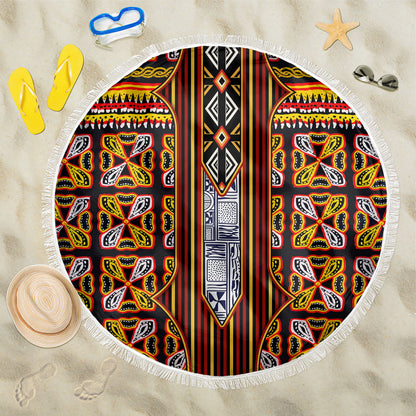 Cameroon Toghu Beach Blanket Vibrant Bamenda Tribal - Authentic African Folk Art