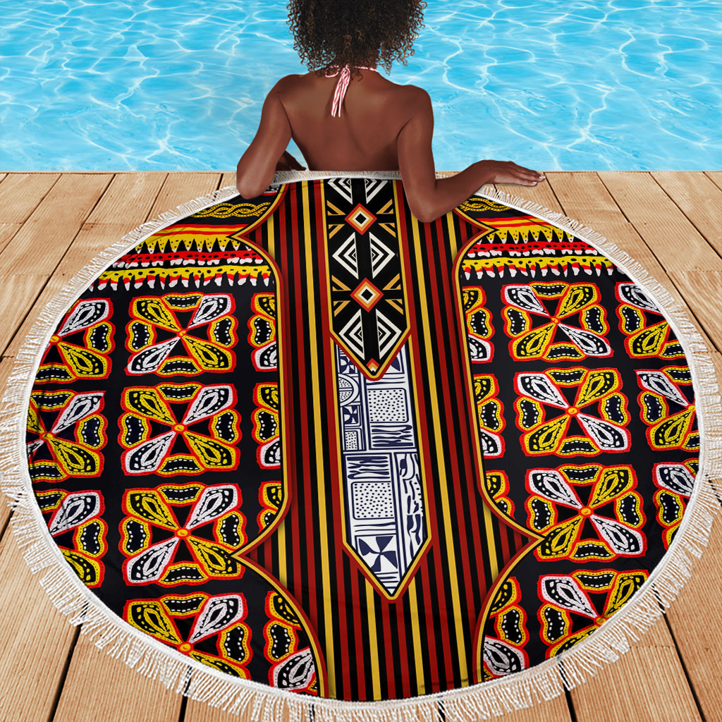 Cameroon Toghu Beach Blanket Vibrant Bamenda Tribal - Authentic African Folk Art