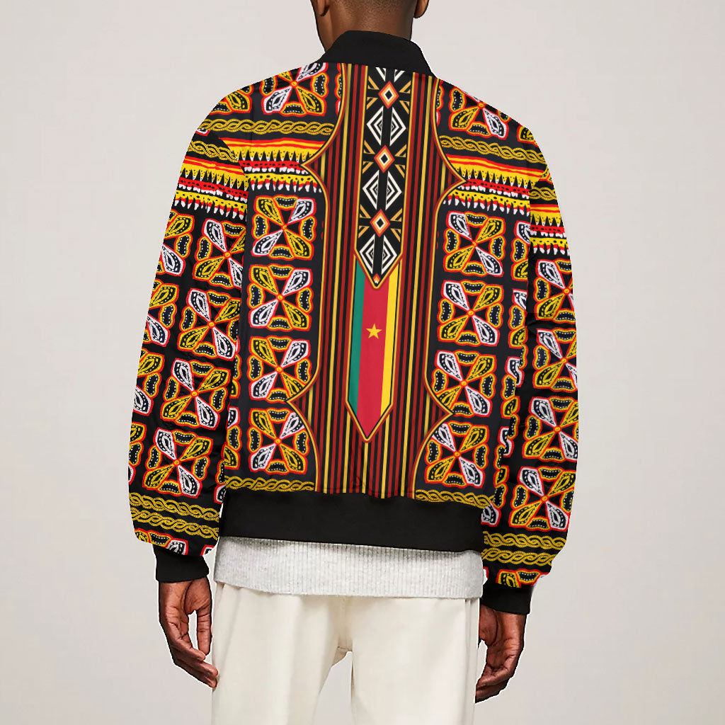 Cameroon Toghu Bomber Jacket Vibrant Bamenda Tribal - Authentic African Folk Art
