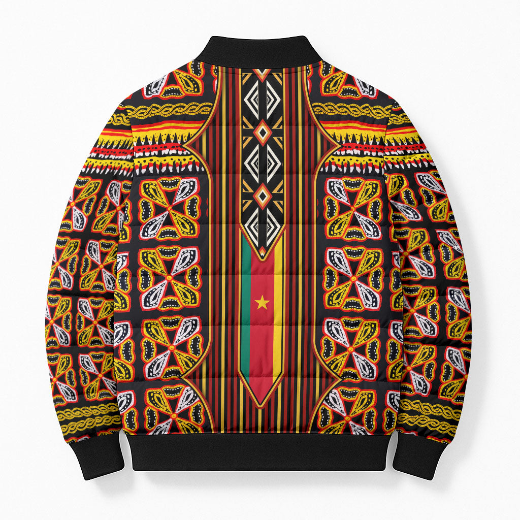 Cameroon Toghu Bomber Puffer Jacket Vibrant Bamenda Tribal - Authentic African Folk Art