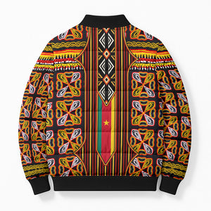 Cameroon Toghu Bomber Puffer Jacket Vibrant Bamenda Tribal - Authentic African Folk Art