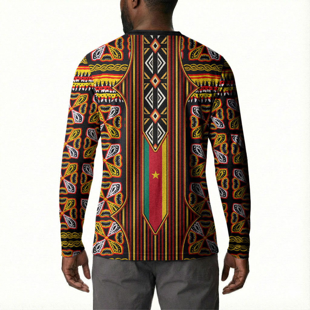 Cameroon Toghu Button Sweatshirt Vibrant Bamenda Tribal - Authentic African Folk Art