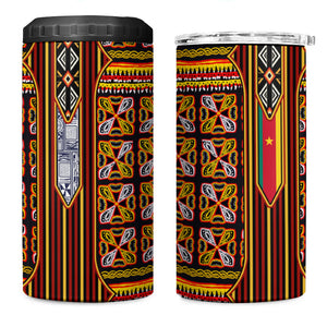 Cameroon Toghu 4 in 1 Can Cooler Tumbler Vibrant Bamenda Tribal - Authentic African Folk Art