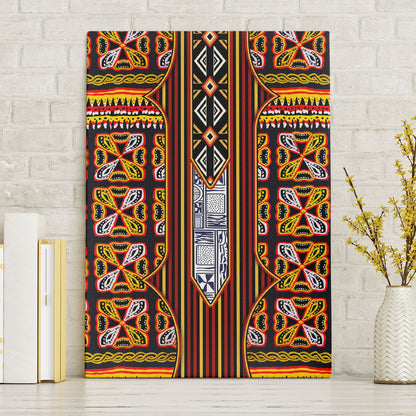 Cameroon Toghu Canvas Wall Art Vibrant Bamenda Tribal - Authentic African Folk Art