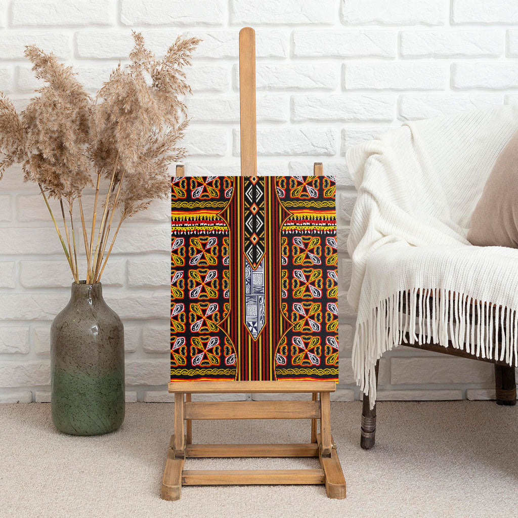 Cameroon Toghu Canvas Wall Art Vibrant Bamenda Tribal - Authentic African Folk Art
