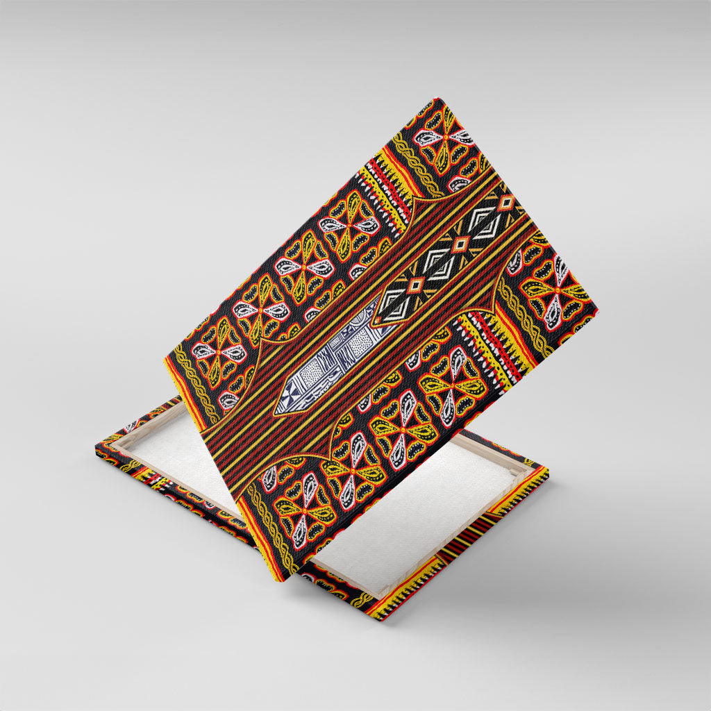 Cameroon Toghu Canvas Wall Art Vibrant Bamenda Tribal - Authentic African Folk Art