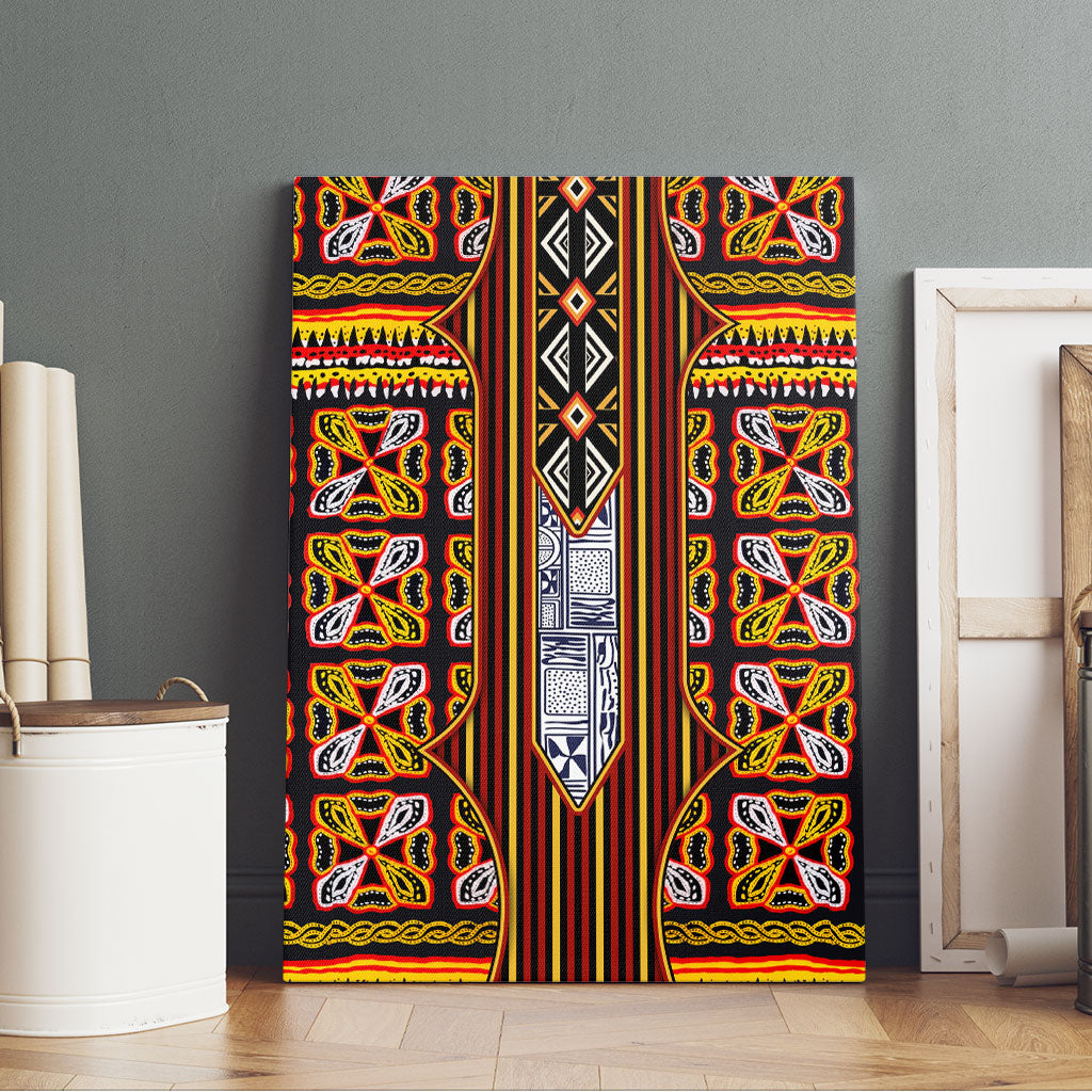 Cameroon Toghu Canvas Wall Art Vibrant Bamenda Tribal - Authentic African Folk Art