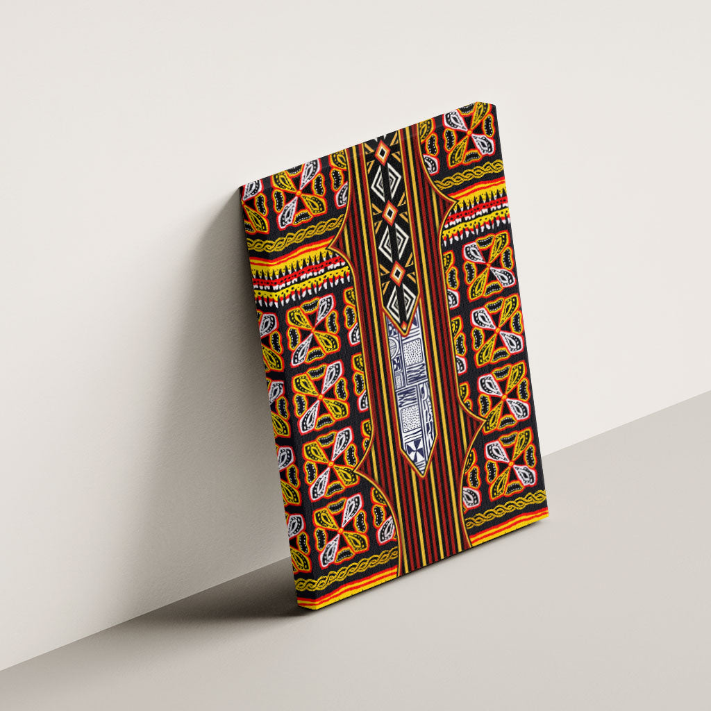 Cameroon Toghu Canvas Wall Art Vibrant Bamenda Tribal - Authentic African Folk Art