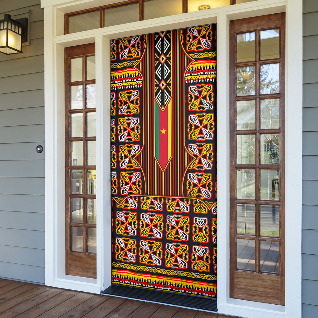 Cameroon Toghu Door Cover Vibrant Bamenda Tribal - Authentic African Folk Art