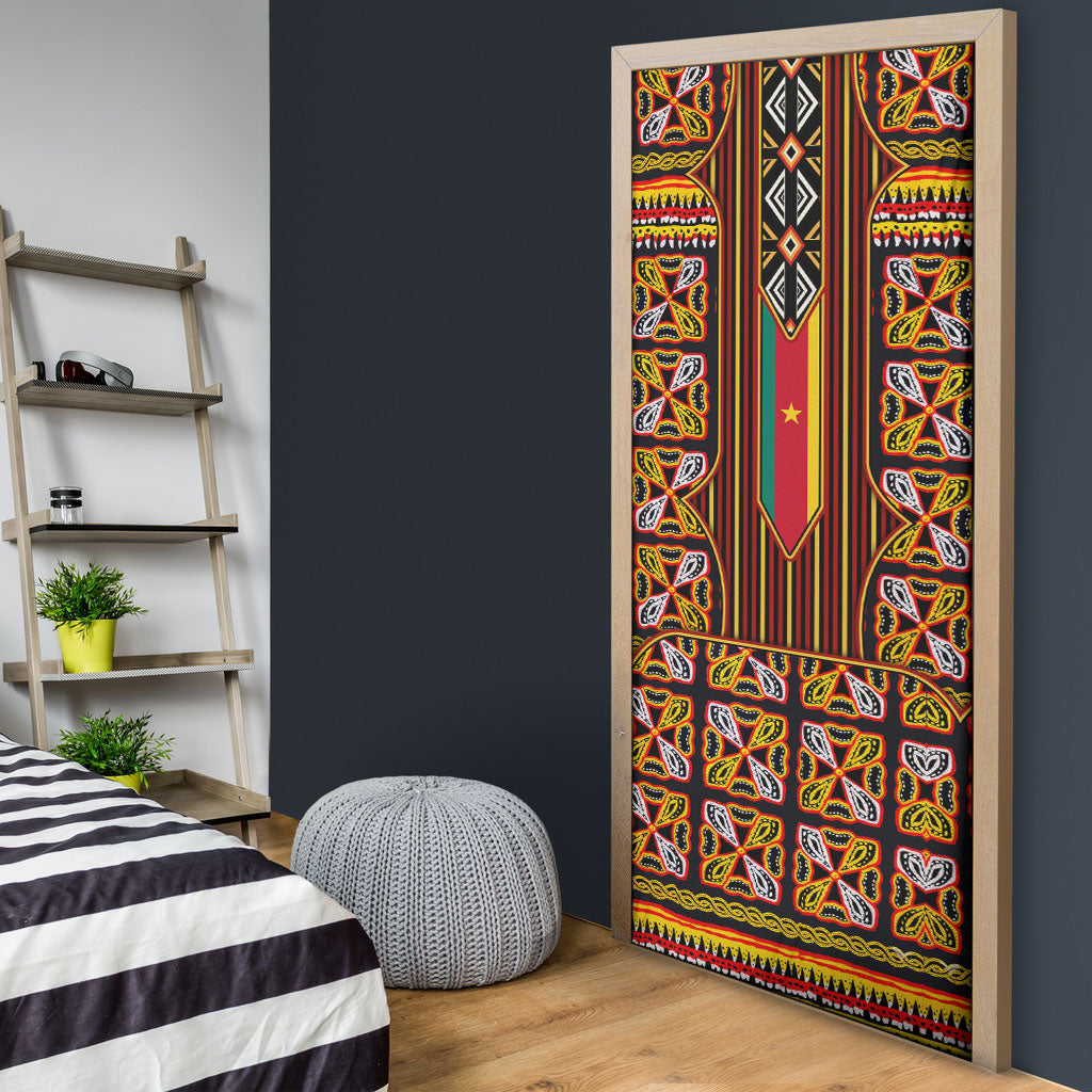 Cameroon Toghu Door Cover Vibrant Bamenda Tribal - Authentic African Folk Art