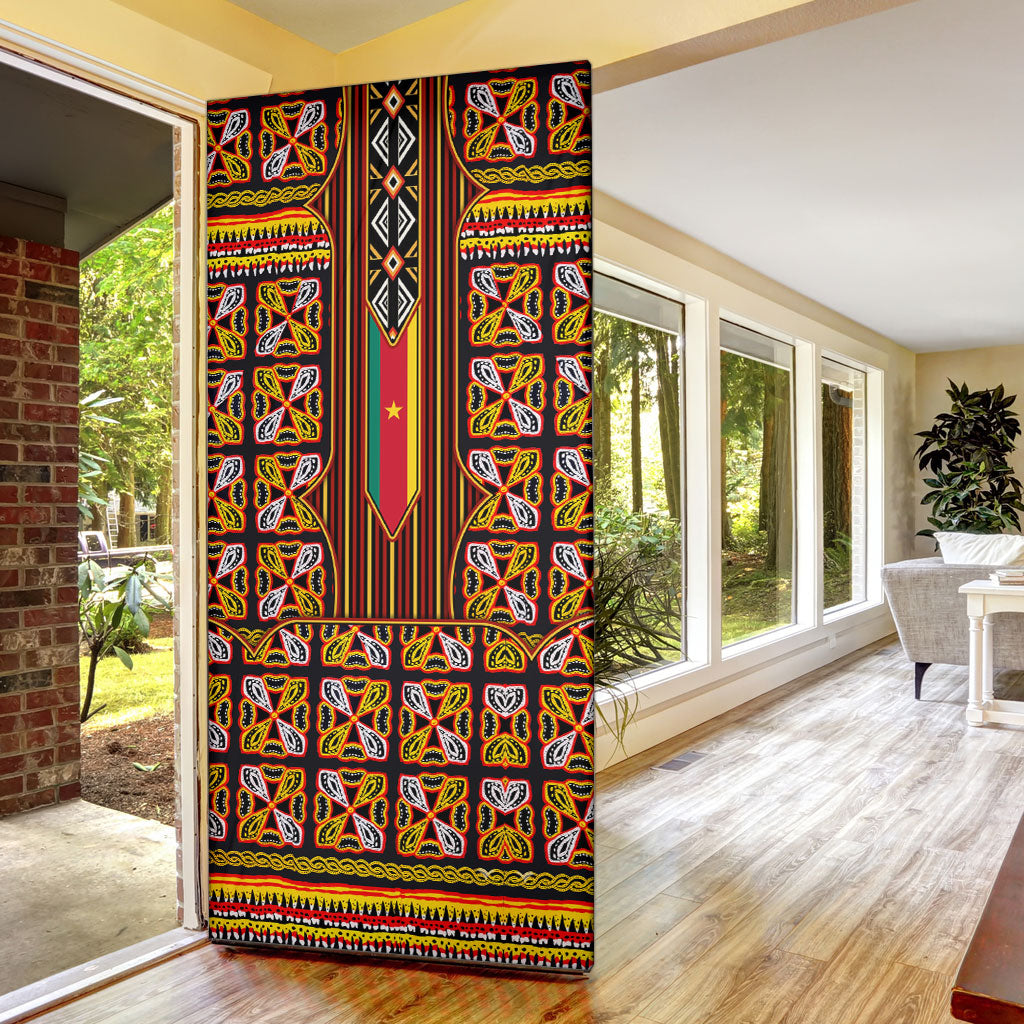 Cameroon Toghu Door Cover Vibrant Bamenda Tribal - Authentic African Folk Art