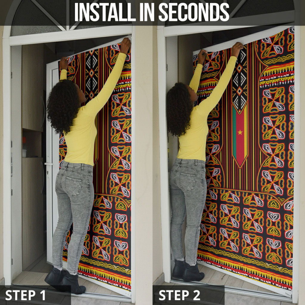 Cameroon Toghu Door Cover Vibrant Bamenda Tribal - Authentic African Folk Art