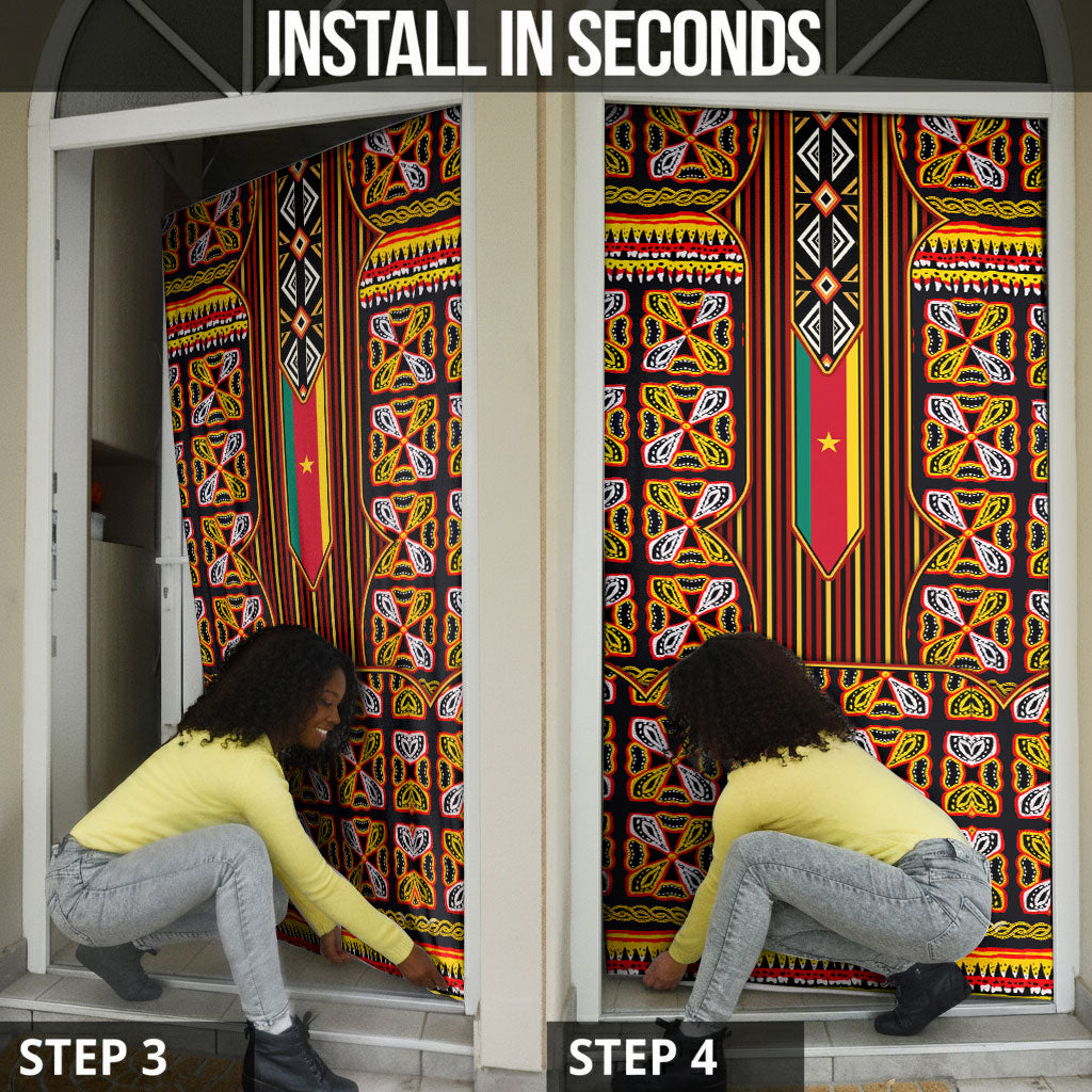 Cameroon Toghu Door Cover Vibrant Bamenda Tribal - Authentic African Folk Art