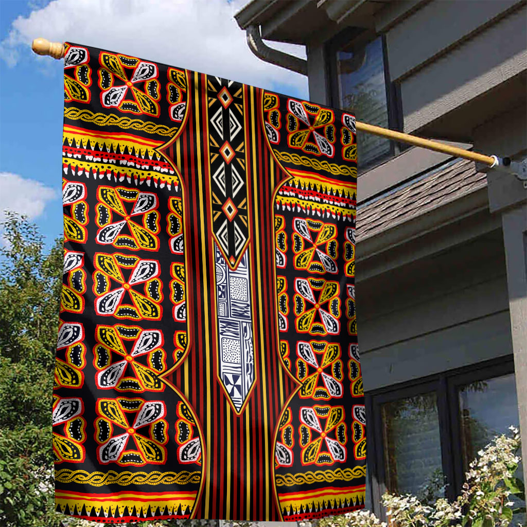 Cameroon Toghu Garden Flag Vibrant Bamenda Tribal - Authentic African Folk Art