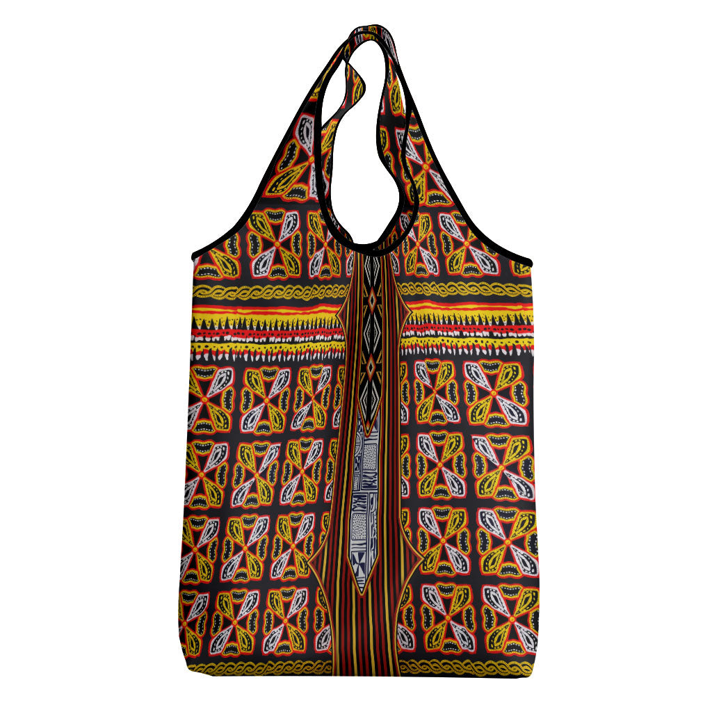 Cameroon Toghu Grocery Bag Vibrant Bamenda Tribal - Authentic African Folk Art